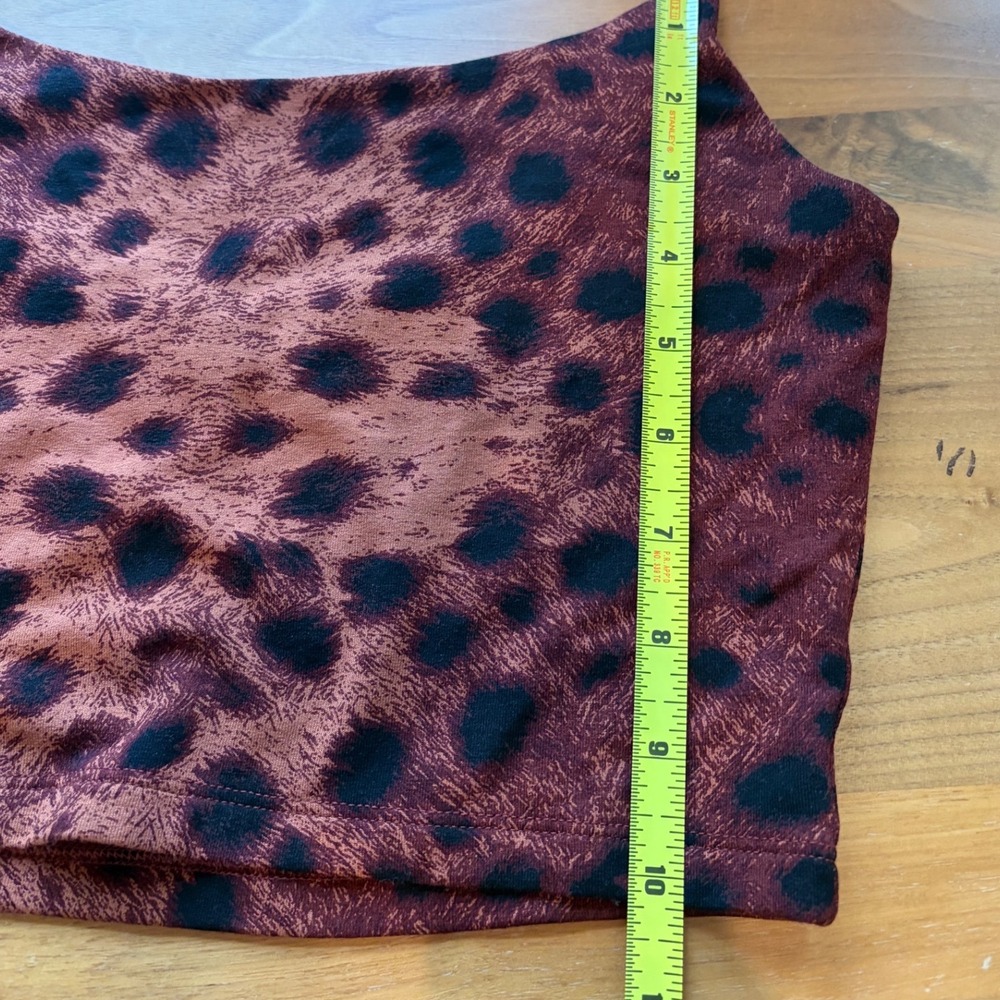 Wilfred Free Camisole Women S Burgundy Leopard Print Spaghetti Strap Crop Top - Picture 8 of 11